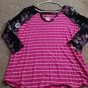 3/4 sleeve stripped maurices top